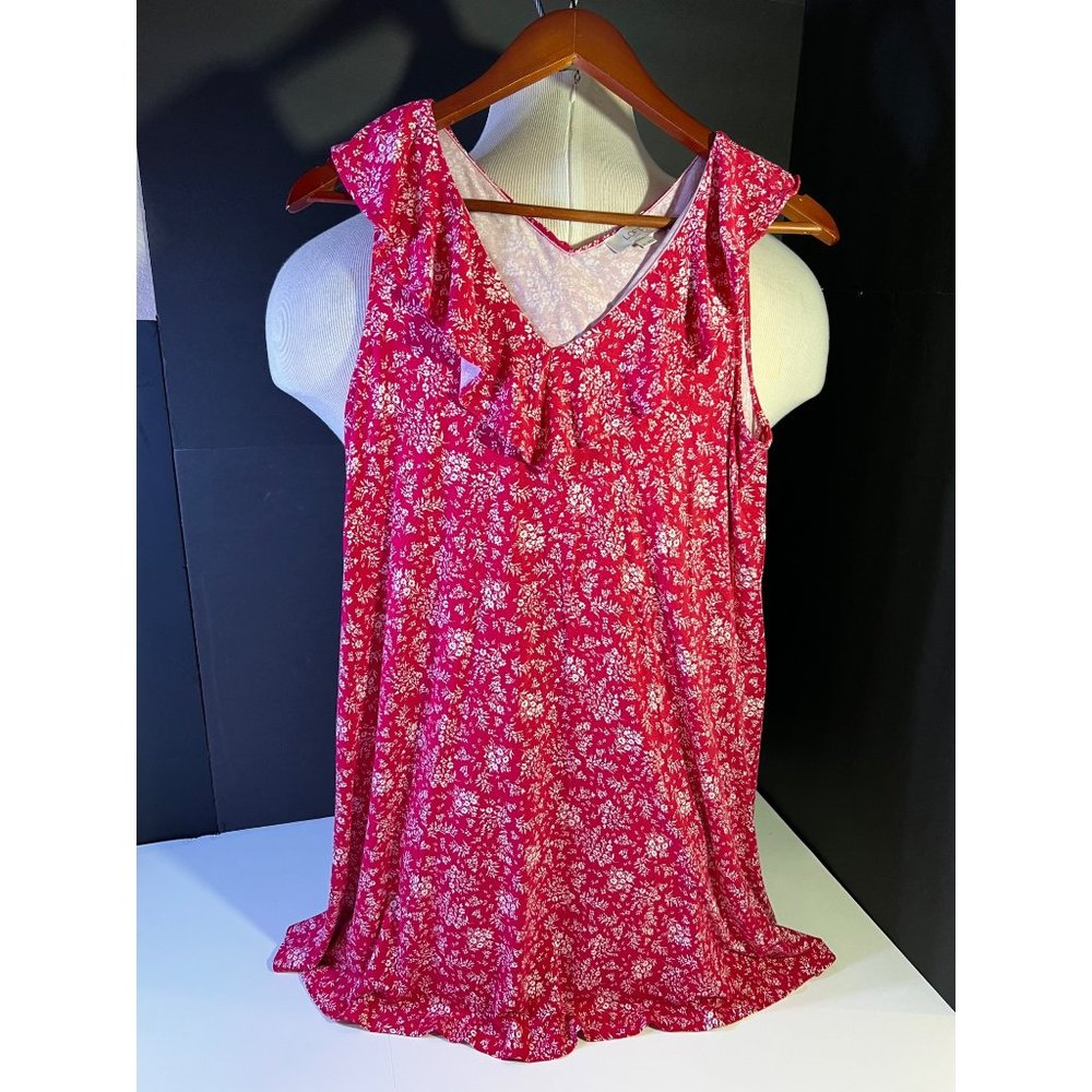 LOFT Summer Floral Ruffle VNeck Dress Medium